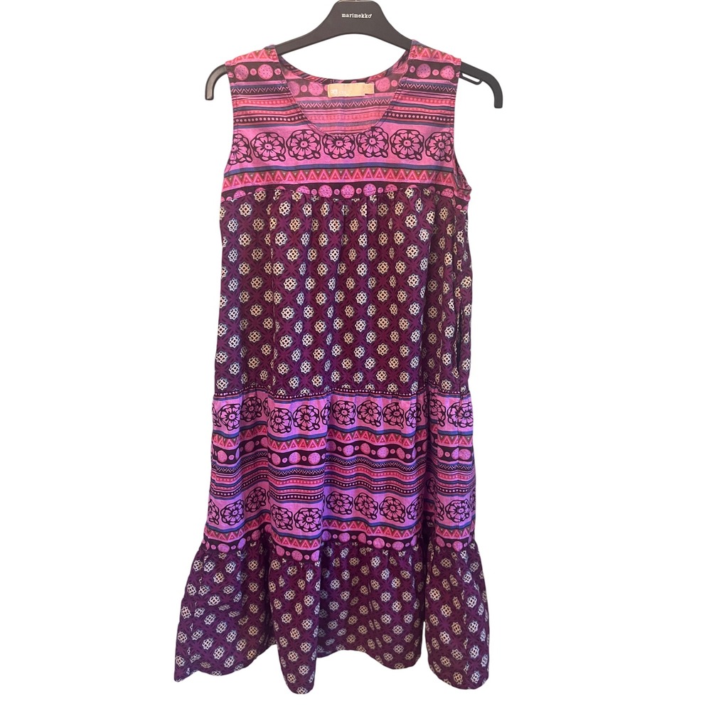 La Cera Sleeveless Tiered Midi Dress Size PXS Purple Pink Boho Cottagecore